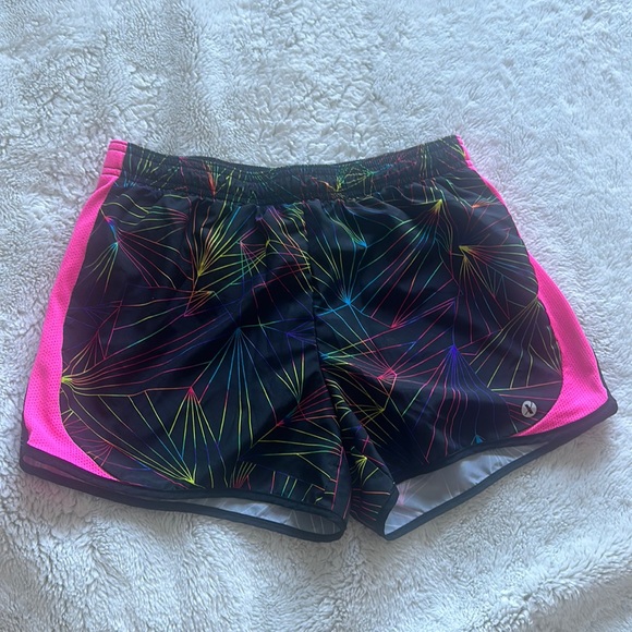 Xersion Quick-Dri Lined Running Shorts Drawstring Black Pink Size Girls L 14 - Picture 1 of 5